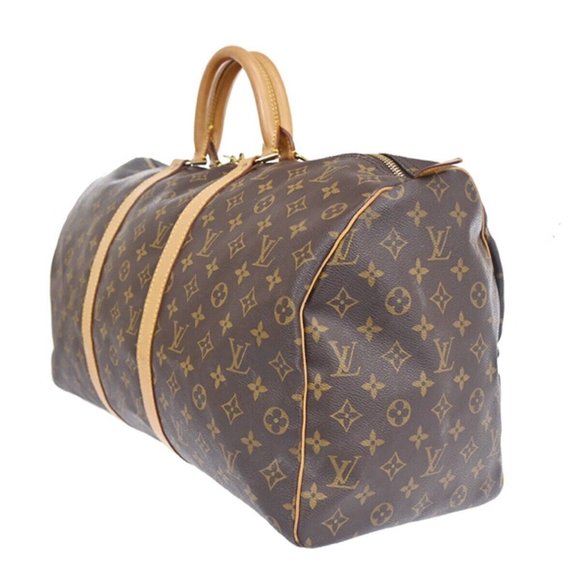 LOUIS VUITTON Keepall 50 Travel Hand Bag Monogram Leather Brown - Picture 7 of 9